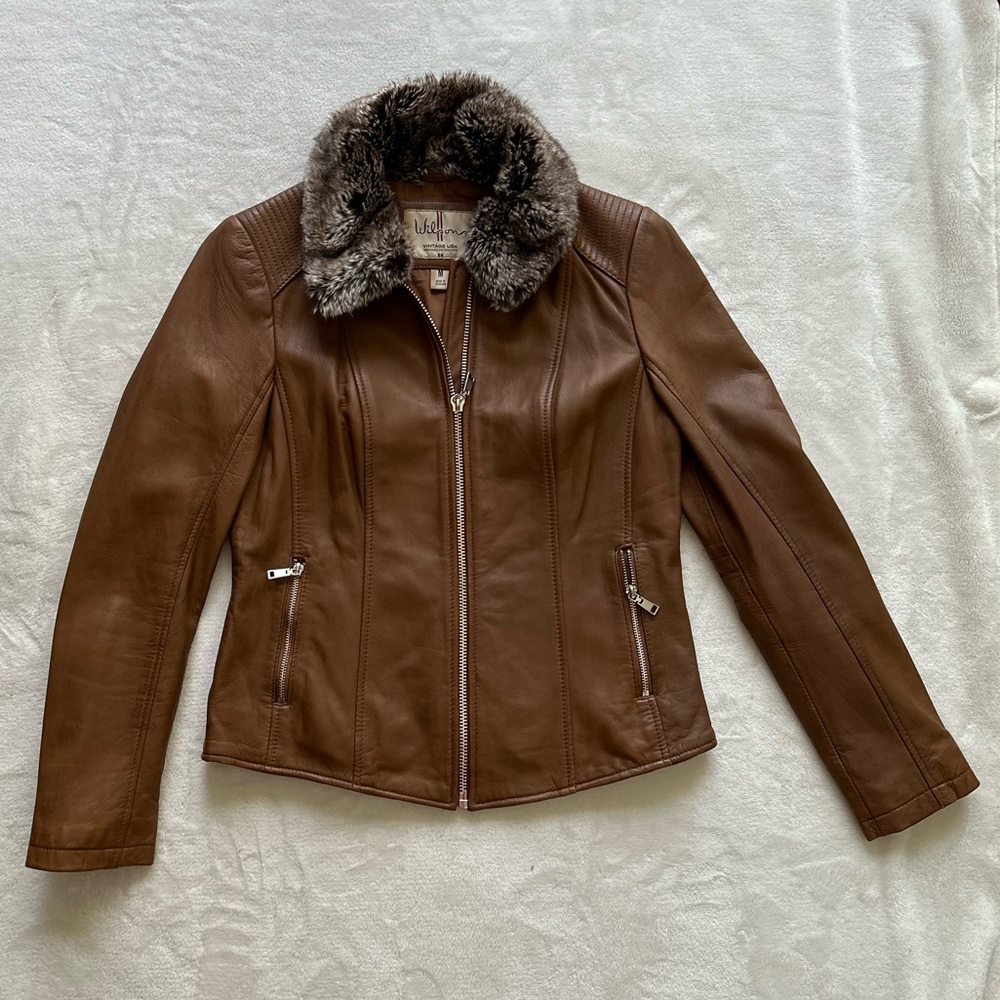 Wilsons Leather Brown Jacket with Fur Collar